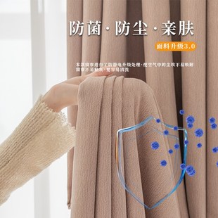 卧室高级感松叶绒粉色客厅轻奢现代简约 雪尼尔窗帘全遮光2024新款