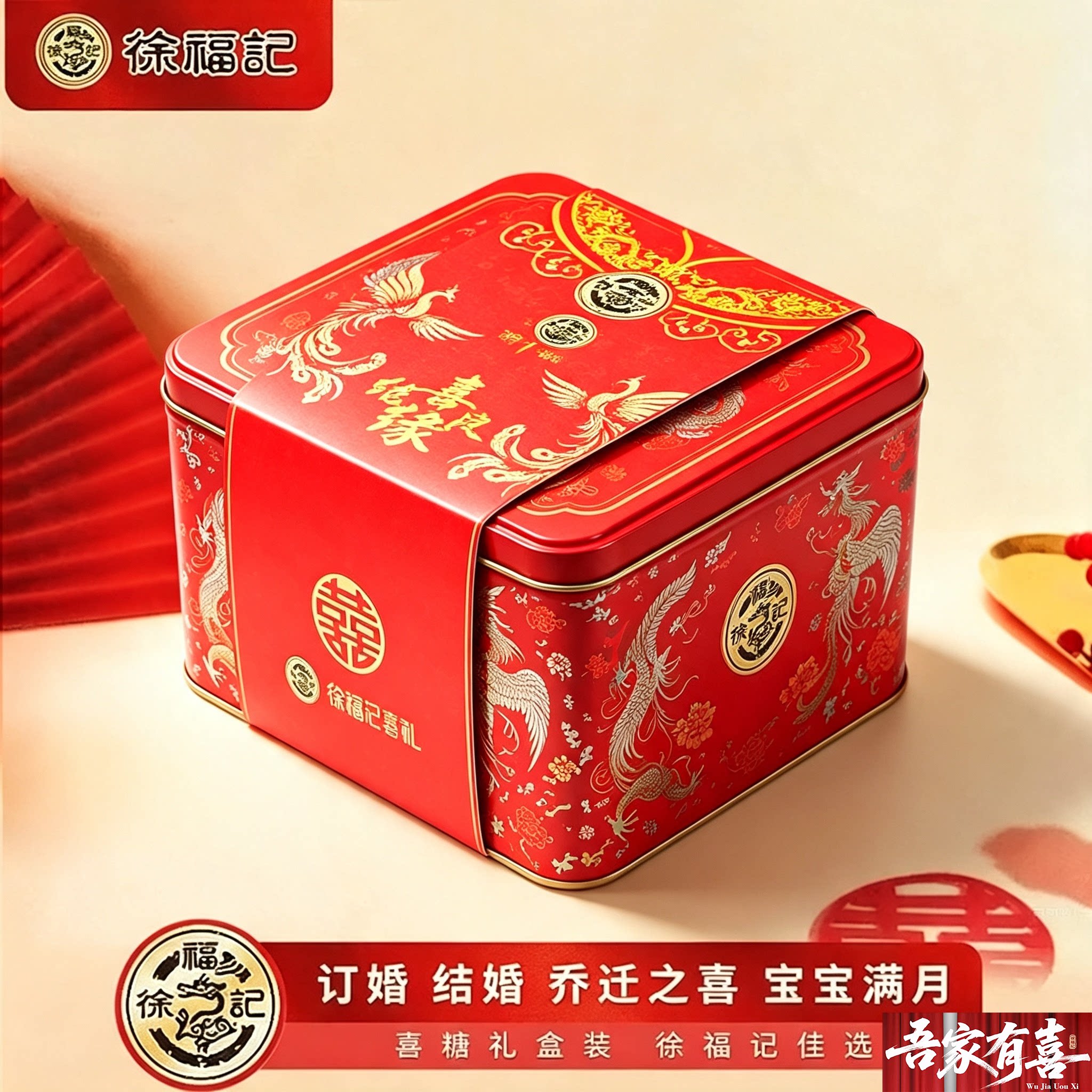 徐福记喜糖礼盒结订婚提亲糖果高档铁盒装送礼品春节庆伴手礼批发