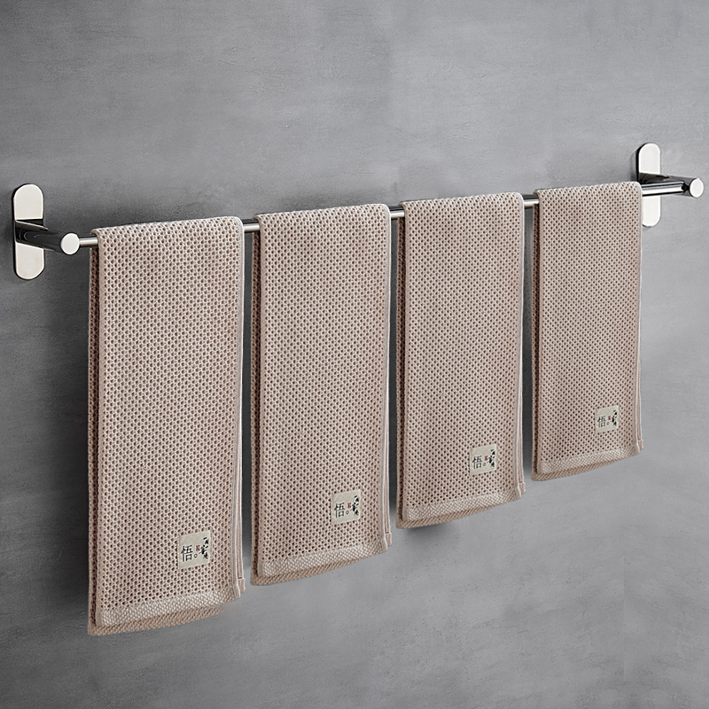 毛巾架免打孔卫生间不锈钢浴室挂架加长单杆304毛巾杆厕所置物架