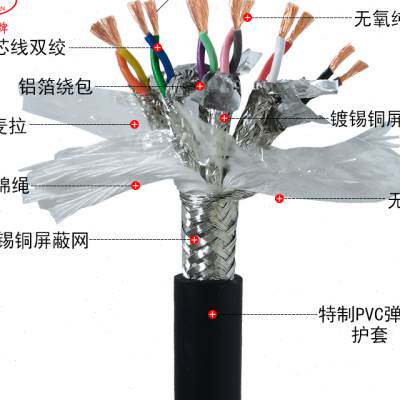 独立分组双绞遮蔽线4 6 8 10 12芯485讯号线高柔性拖链屏蔽电缆线