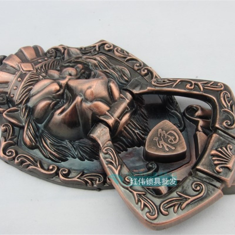 狮子头拉手 麒麟兽头门环 大门中式把手 老式铁门拉手仿古拉手