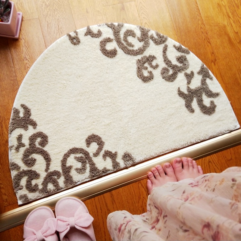 欧式植绒浴室吸水地垫门垫卧室进门厅可机洗脚垫洗手间半圆形地垫