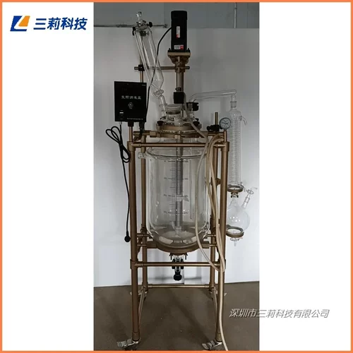 S212-100L双层玻璃反应釜 喷塑防腐型中试型双层玻璃反应釜