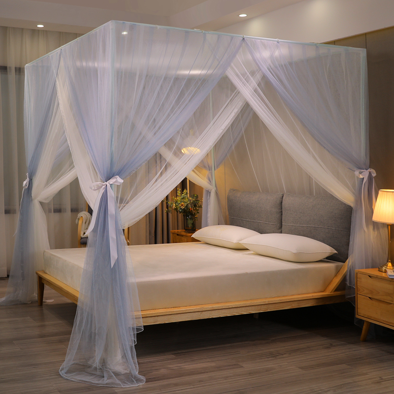 A类蚊帐双层纱家用宫廷落地式支架三开门夏天儿童加密公主风烤漆