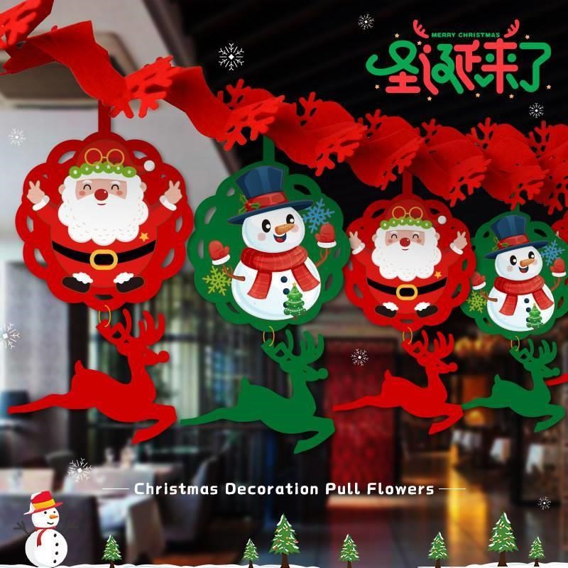 圣诞拉花圣诞老人拉旗酒吧挂饰超市条幅节日主题装扮氛围商场吊饰