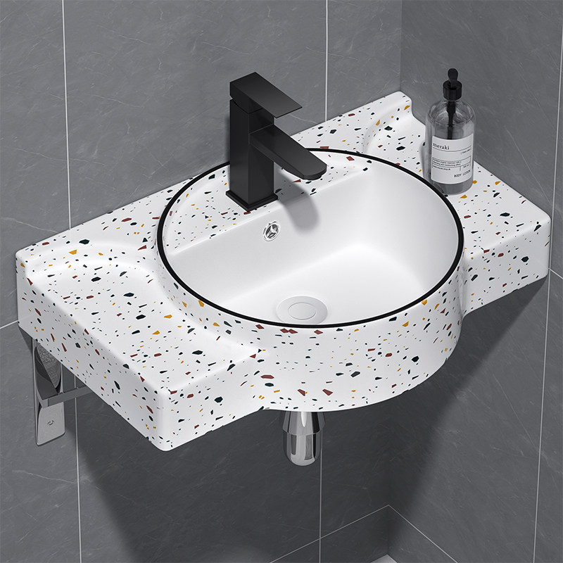 小户型挂墙式洗手盆卫生间阳台窄边陶瓷壁挂盆简易脸盆墙角洗漱池