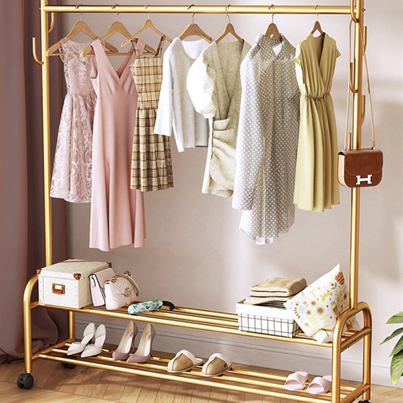 晾衣架落地折叠家用晒衣架阳台卧室挂衣架子室内简易单杆式衣帽架