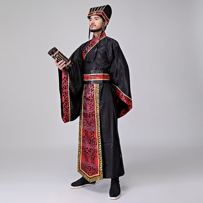 新款古装服装古代太子服装汉服男女魏晋朝武侠黑色汉服直裾曲裾服