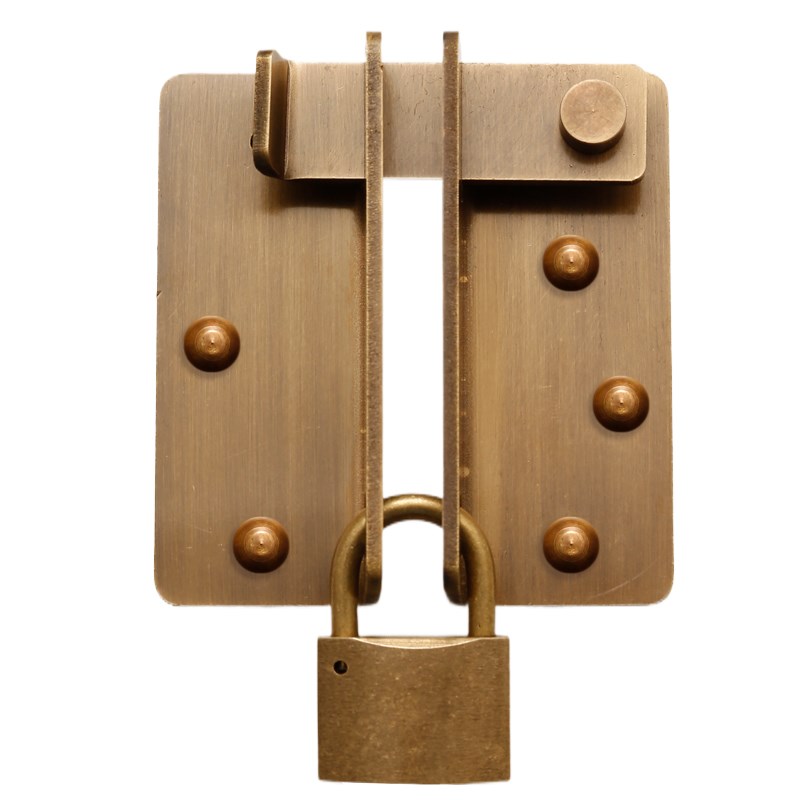 中式木门铜锁扣搭扣家用门闩仿古插销衣柜门鼻锁纯铜门栓卡扣挂锁