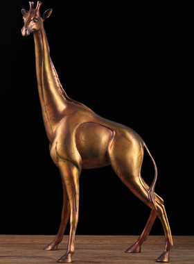 特大号铜鹿摆件招财长颈鹿工艺品一鹿有你家居客厅玄关装饰摆设品