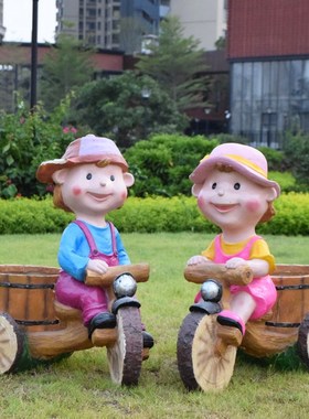 花园庭院装饰卡通人物创意花缸摆件户外幼儿园林景观雕塑布置小品