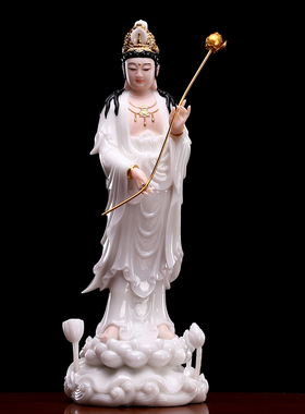 石雕汉白玉西方三圣神像摆件家用供奉阿弥陀佛像白衣观音菩萨佛像