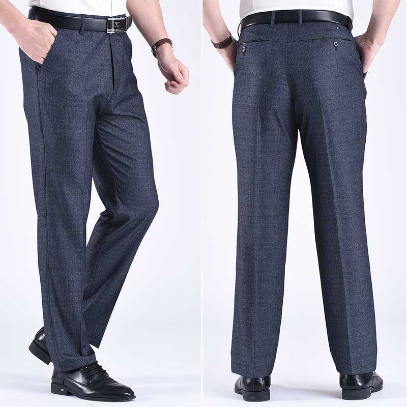 老人男裤60岁70爷爷高腰中老年人宽松爸爸西裤休闲裤春秋夏季薄款