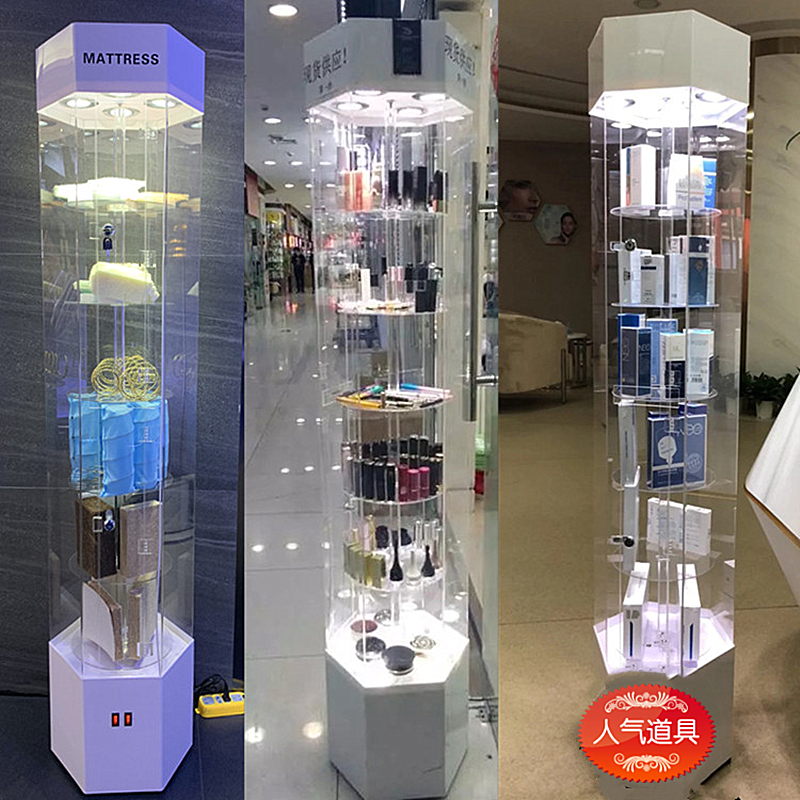 包邮牙科模型礼品手表眼镜产品旋转展示柜亚克力架子带灯小型台式