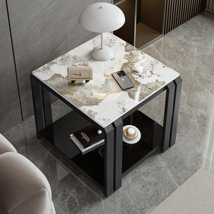 边几沙发侧边柜客厅长方形小置物桌简约家用岩板正方形角几小茶几