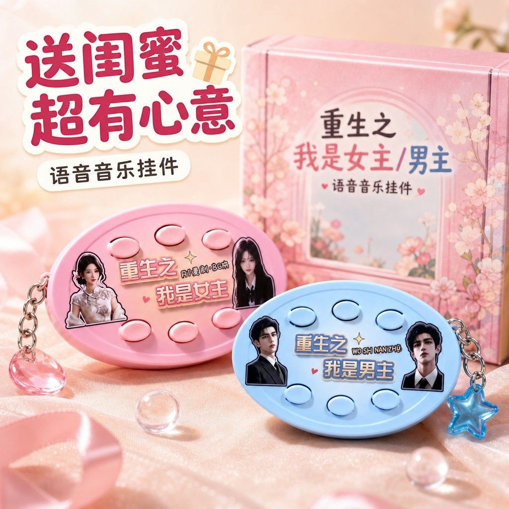 重生之我是主角语音六按键钥匙扣搞笑语音玩具同学按键朋友挂件礼