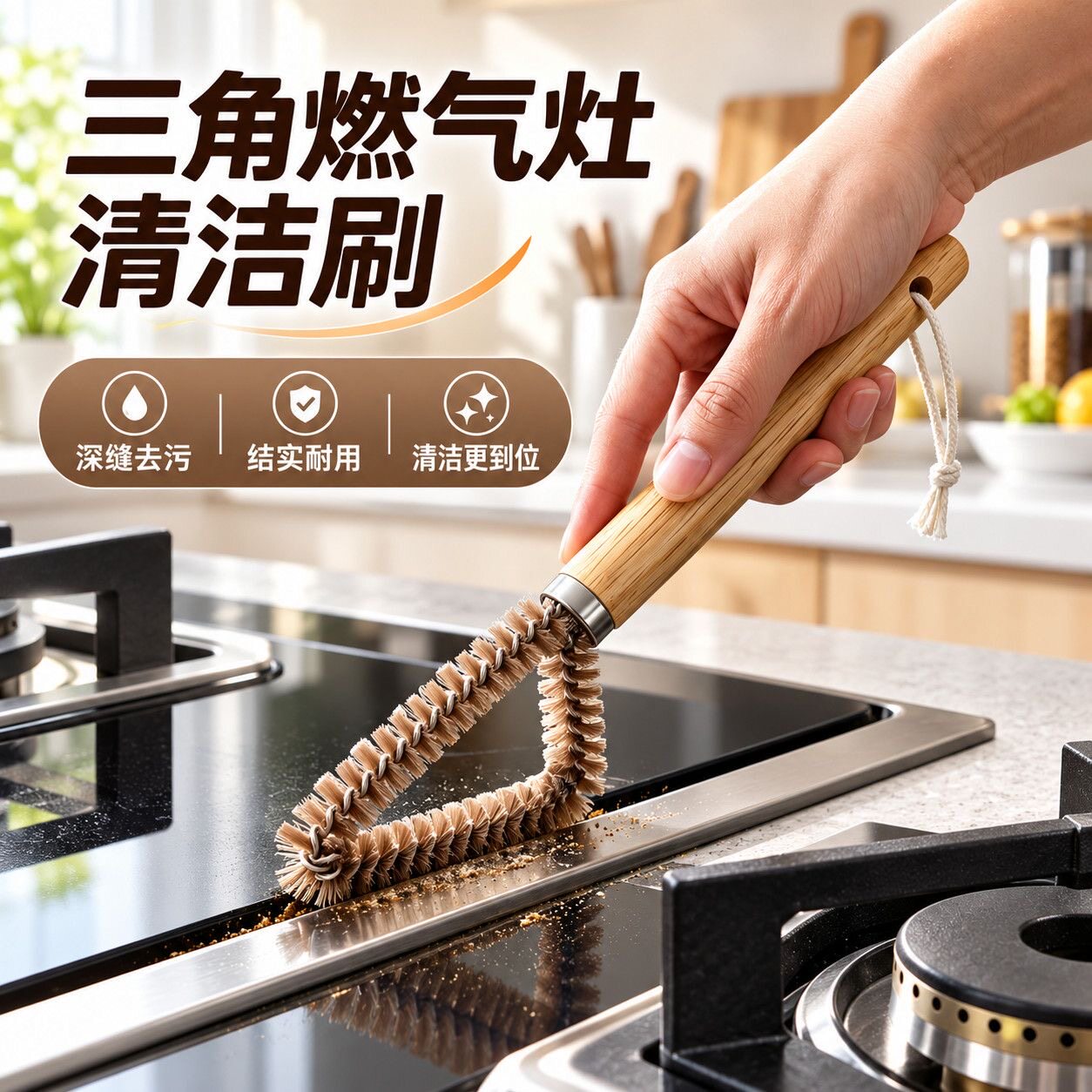 木柄三角燃气灶清洁刷厨房油烟机