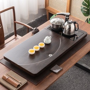 简约长方形木托盘大茶台一体式 茶盘家用全自动烧水壶套装 功夫茶具