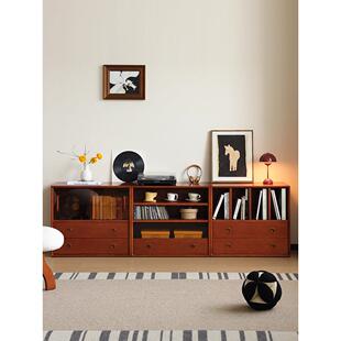 小万家具/覆古实木地板站立式书柜自由组合柜客厅电视柜侧柜展示