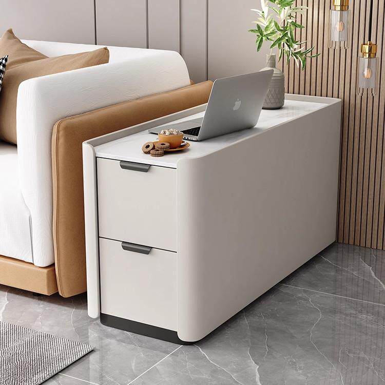 落地沙发边柜简约小型夹缝侧边柜轻奢高级感实木岩板超窄现代边几