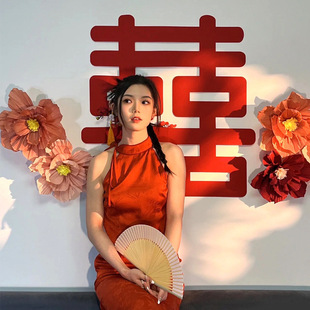 ins婚房装饰皱纹纸立体花纸花网红新房卧室背景客厅布置拉花喜字