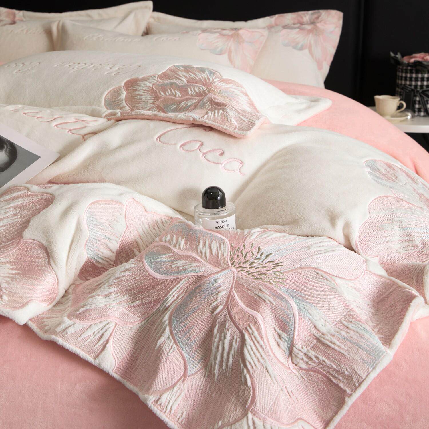 冬季防静电A类母婴牛奶绒四件套加厚珊瑚绒被套双面加绒床上用品4