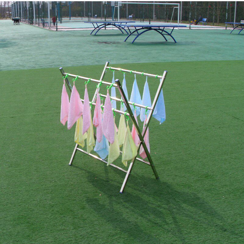 幼儿园毛巾架长方形不锈钢方巾架多层带挂钩擦脸巾手帕折叠收纳架