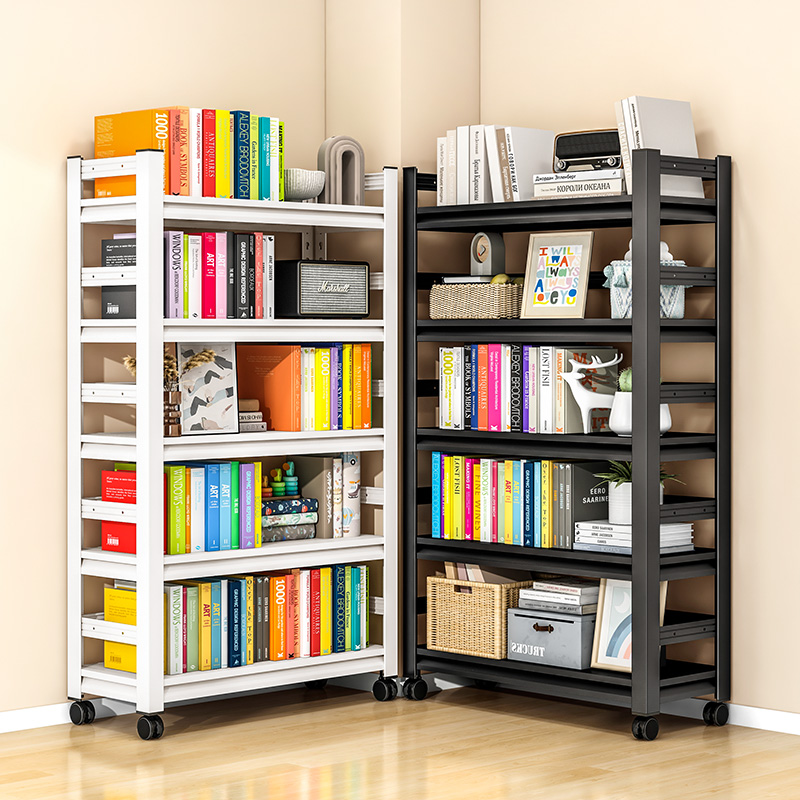 福凯祥铁艺书架置物架家用落地多层简易书柜客厅钢制收纳架铁架子