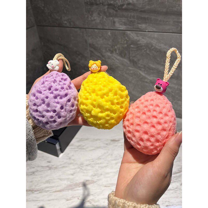 蜂窝沐浴球柔软奶酪浴花球高档不散儿童宝宝洗澡海绵起泡搓澡球