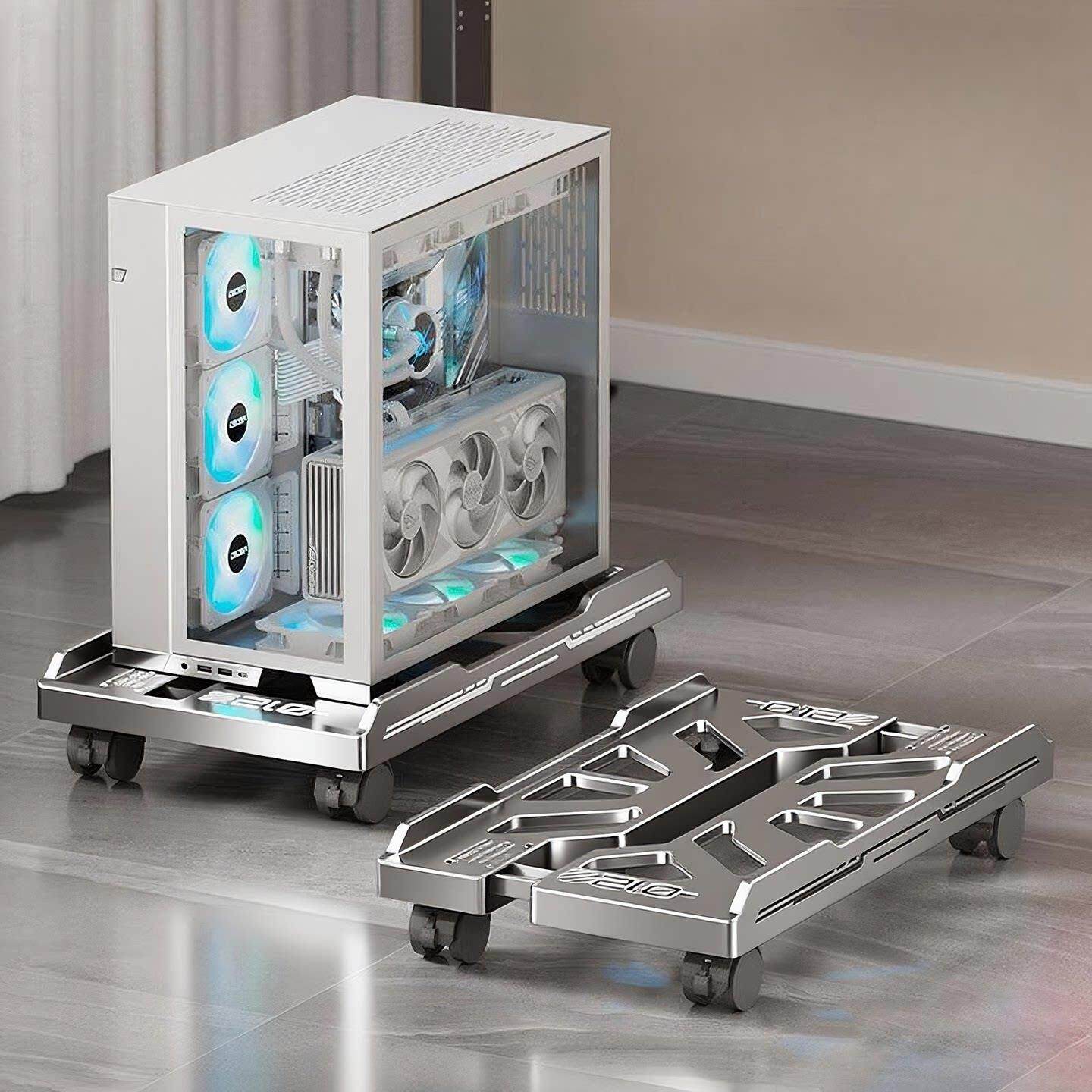 电竞房机箱托架可移动主机支撑架桌下散热底座带轮台式电脑收纳架