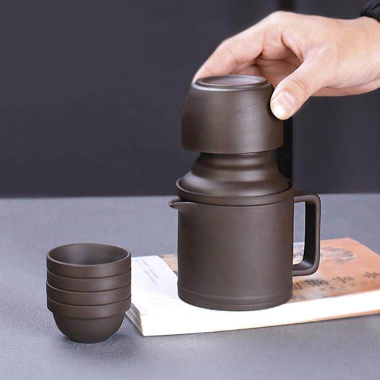 旅行功夫茶具茶壶套装紫砂快杯一壶五杯便携式创意陶瓷定制