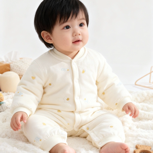 18个月爬服薄棉秋冬装 棉衣 婴儿连体衣宝宝衣服保暖夹棉加厚1