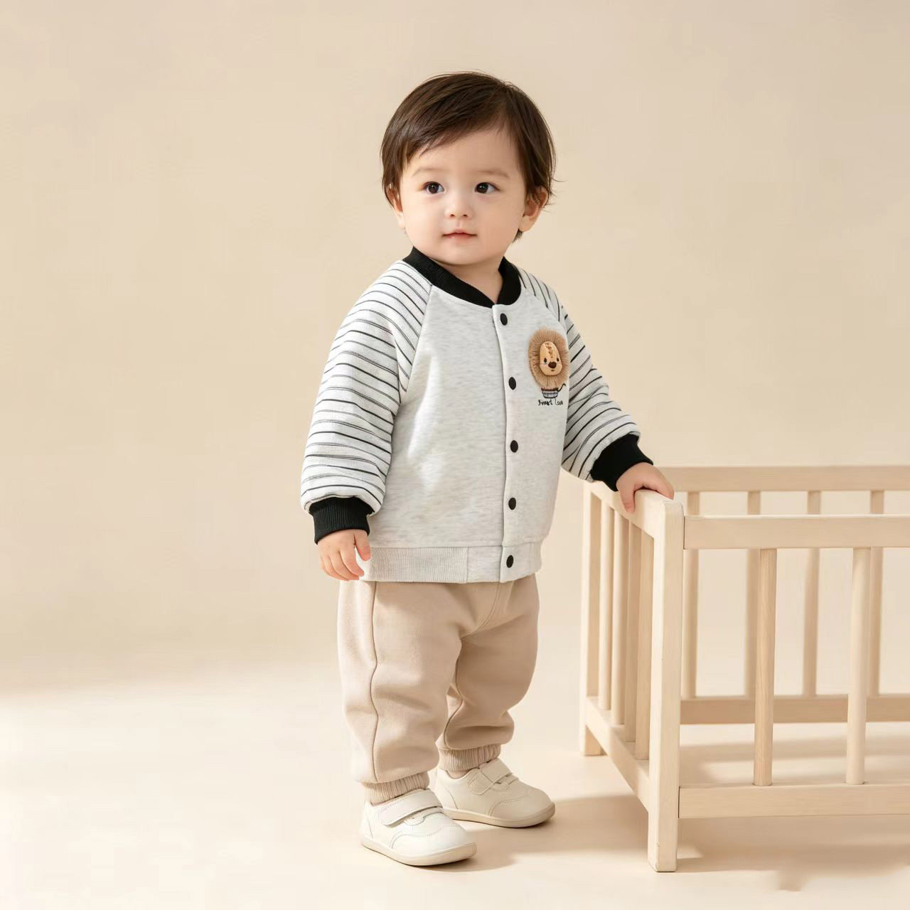 可爱卡通小熊棒球服外套婴幼儿撞色拼接开衫夹克男女宝宝春秋