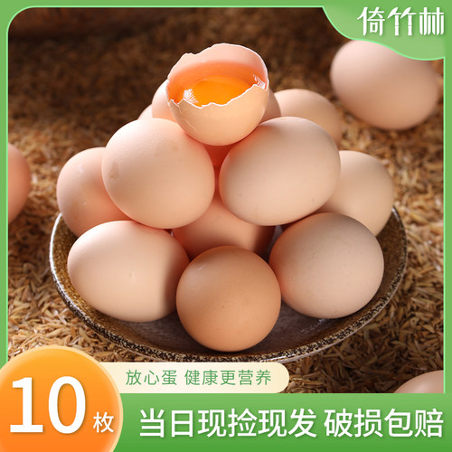 新鲜谷物蛋10枚*50g大蛋谷物鸡蛋笨鸡蛋草鸡蛋鲜鸡蛋