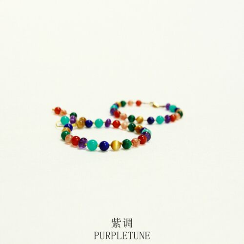 PURPLETUNE/紫调天然水晶彩色多巴胺藏式手链波西米亚糖豆彩泡泡