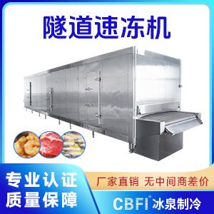 广州冰泉海鲜隧道式速冻设备厂家扇贝生蚝大虾仁全自动速冻流水线