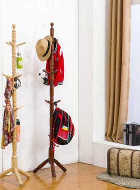 ST-606落地木质挂衣架 韩式简易木制落地置物架 实木衣帽架