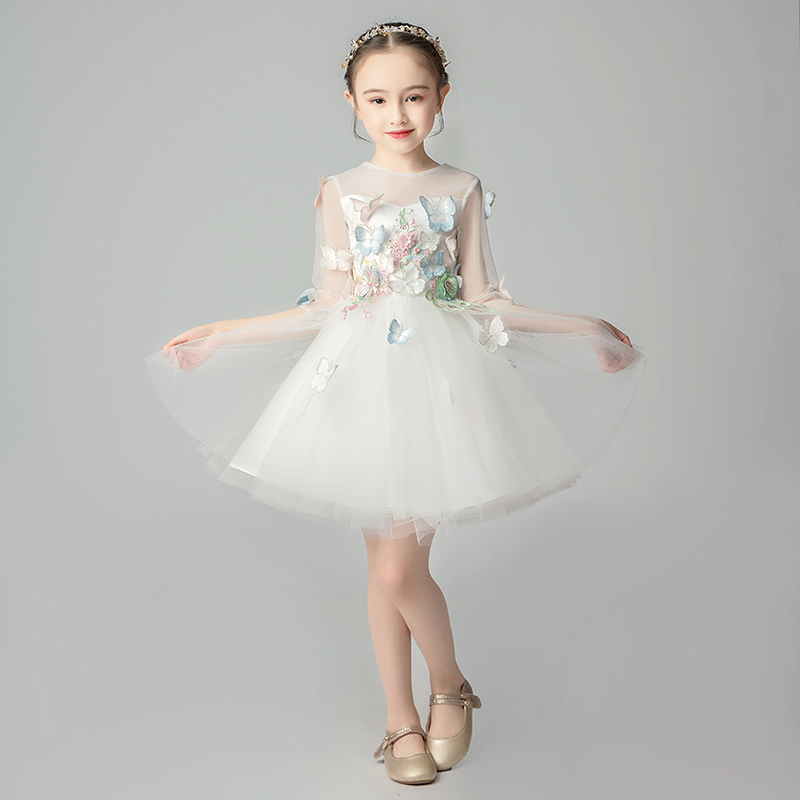 女童晚礼服公主裙蓬蓬纱儿童花仙子婚纱花童小孩模特走秀演出服冬