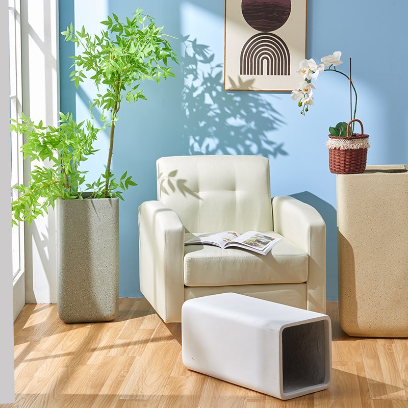 花卉绿植盆景盆高方形镁泥花盆水泥花盆花箱种植箱花槽户外庭院