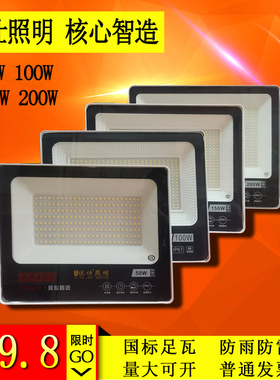 伏仕照明led户外投光灯防水防雨防雷50W100W150W200W广告牌射灯