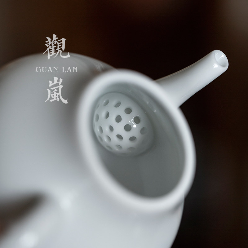 观岚甜白茶壶陶瓷单壶功夫茶具家用泡茶壶过滤壶中式手工小梨形壶,餐饮具,茶壶,淘宝优惠券,粉丝福利购,淘宝优惠卷