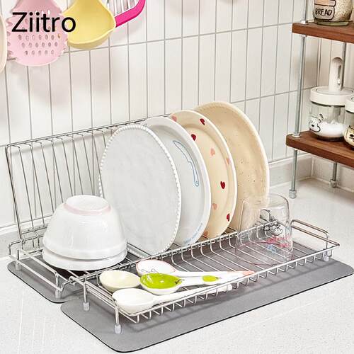 ZIITRO不锈钢304碗碟架厨房沥水架窄边小尺寸柜内夹缝置物架收纳