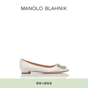 【礼物】MANOLO BLAHNIK玛诺洛/MB女鞋HANGISI钻扣平底婚鞋
