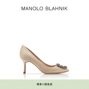 【礼物】MANOLO BLAHNIK玛诺洛/MB女鞋HANGISI钻扣高跟婚鞋