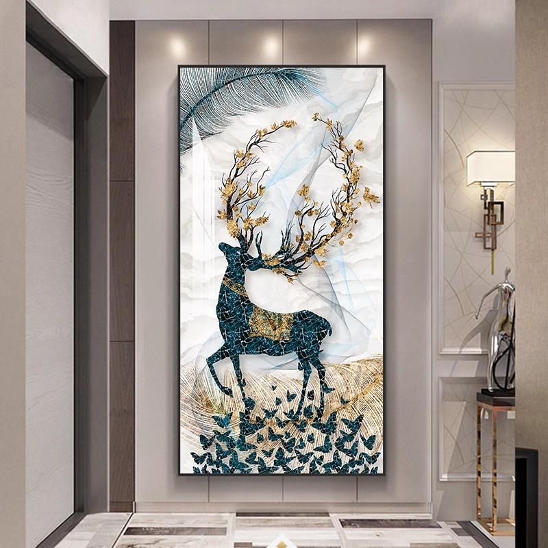 手工镶钻晶瓷装饰画走廊过道玄关入户楼梯壁画轻奢大气高级感挂画图片