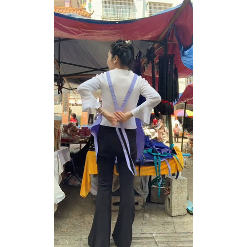 贵州少数民族布依族围腰绣花围裙妈妈苗族刺绣腰带小个子防尘服