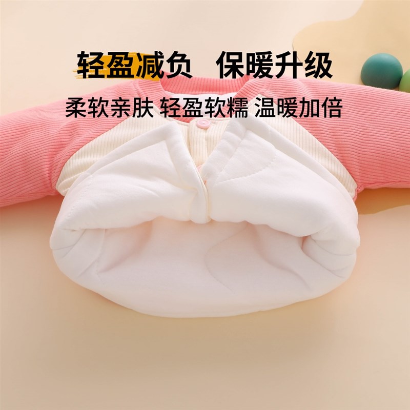 婴儿背带裤套装秋冬款宝宝女新款冬季夹棉加厚分体连体衣服外出服