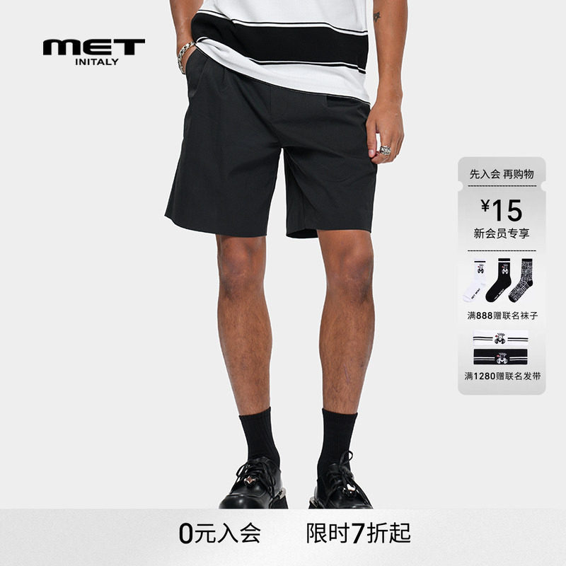 METinitaly时尚流行风大双褶高腰宽松垂感男士短裤夏季新款裤子