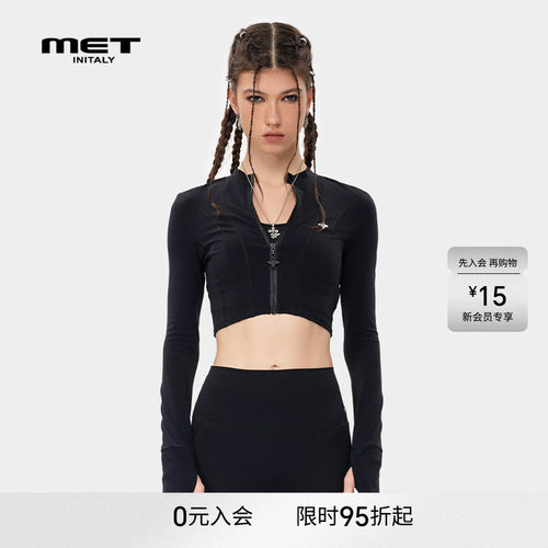 MET initaly麦特拉链潮牌短外套女夏季新款美式基础百搭上衣