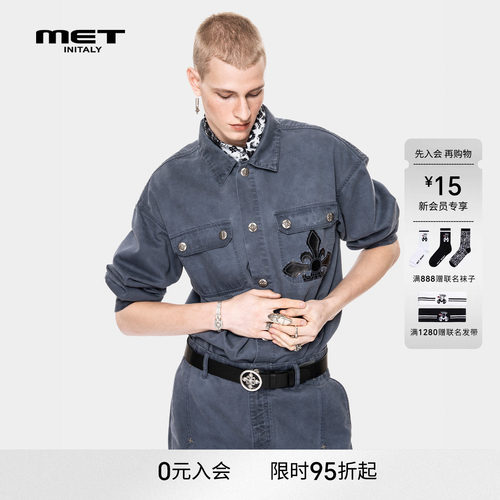 MET initaly早春水洗牛仔外套休闲宽松刺绣徽标夹克潮流百搭上衣